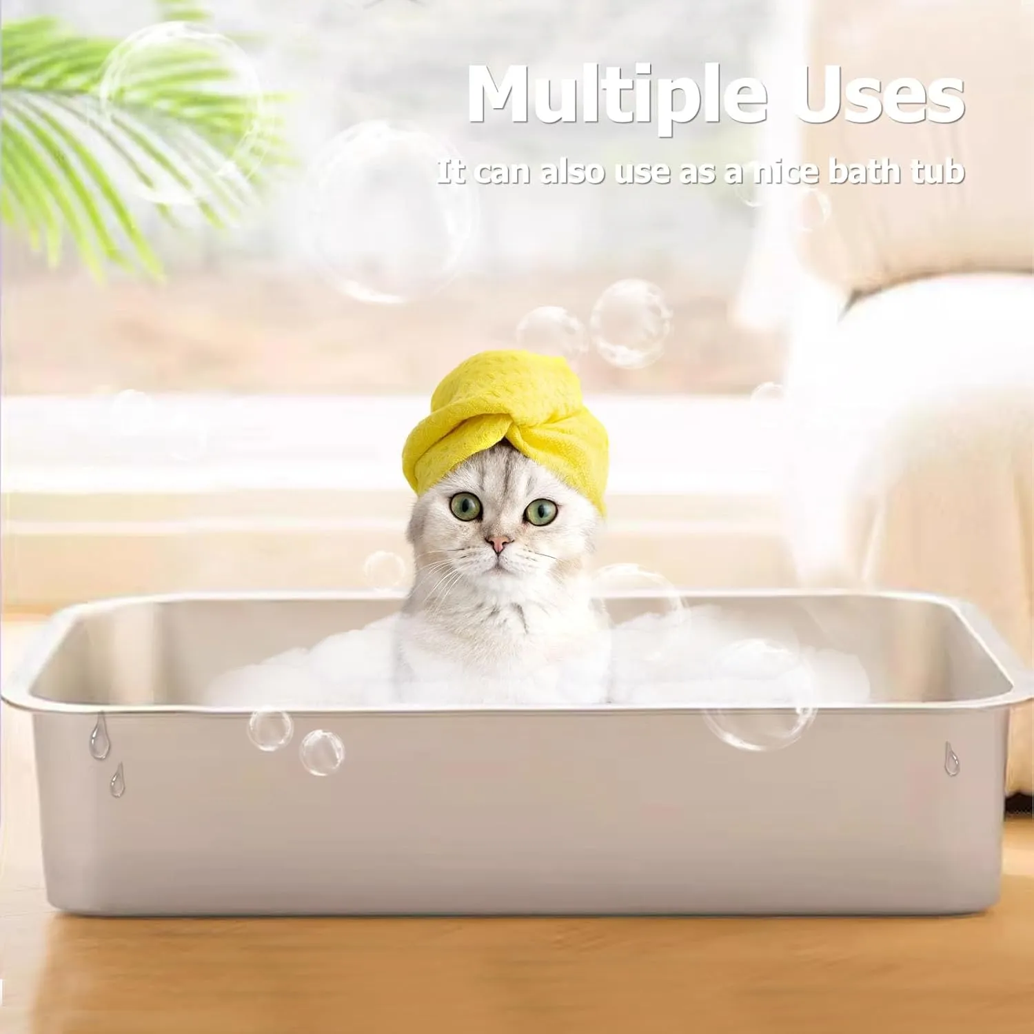 Stainless Steel Cat Litter Box, Medium Metal Litter Tray Pan Litterbox, Low Entry Stainless Steel Litter Box for Medium Cats, 19.7"Lx13.8"W x3.9"H, No Odor Absorption, Easy Clean, Rustproof, Leakproof