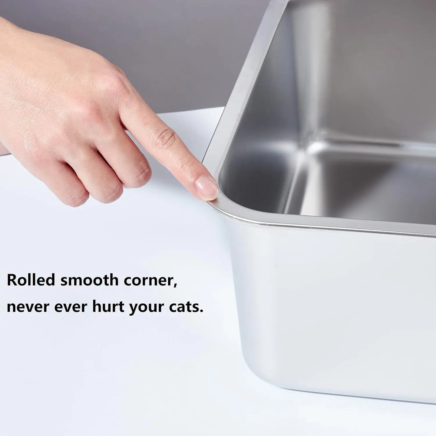 Stainless Steel Litter Box XL, 24"x16"x12" Extra Large High Sided Metal Cat Litter Box with Lid and Scooper, Easy Clean, Non Stick & No Smell