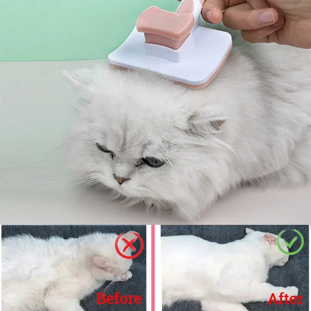 Stainless Steel Needle Comb Self-Cleaning Cat Brush