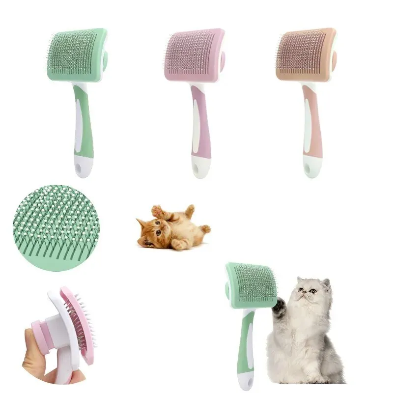 Stainless Steel Needle Comb Self-Cleaning Cat Brush