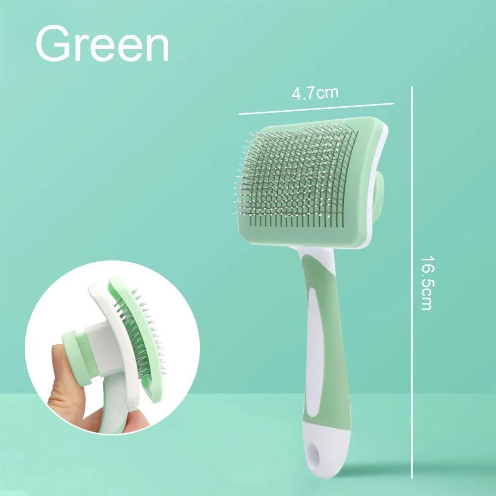 Stainless Steel Needle Comb Self-Cleaning Cat Brush