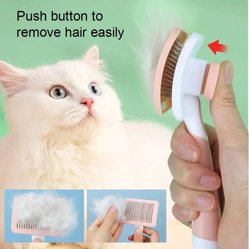 Stainless Steel Needle Comb Self-Cleaning Cat Brush
