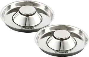 Stainless Steel Pet Bowl for Puppy and Cat, Dog Food and Water Feeding Bowl, Puppies and Kittens Weaning Bowls, Multiple Dogs and Cats Eat and Drink Together (2PC, S)
