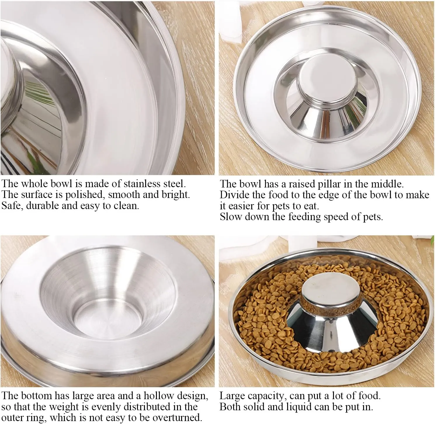 Stainless Steel Pet Bowl for Puppy and Cat, Dog Food and Water Feeding Bowl, Puppies and Kittens Weaning Bowls, Multiple Dogs and Cats Eat and Drink Together (2PC, S)