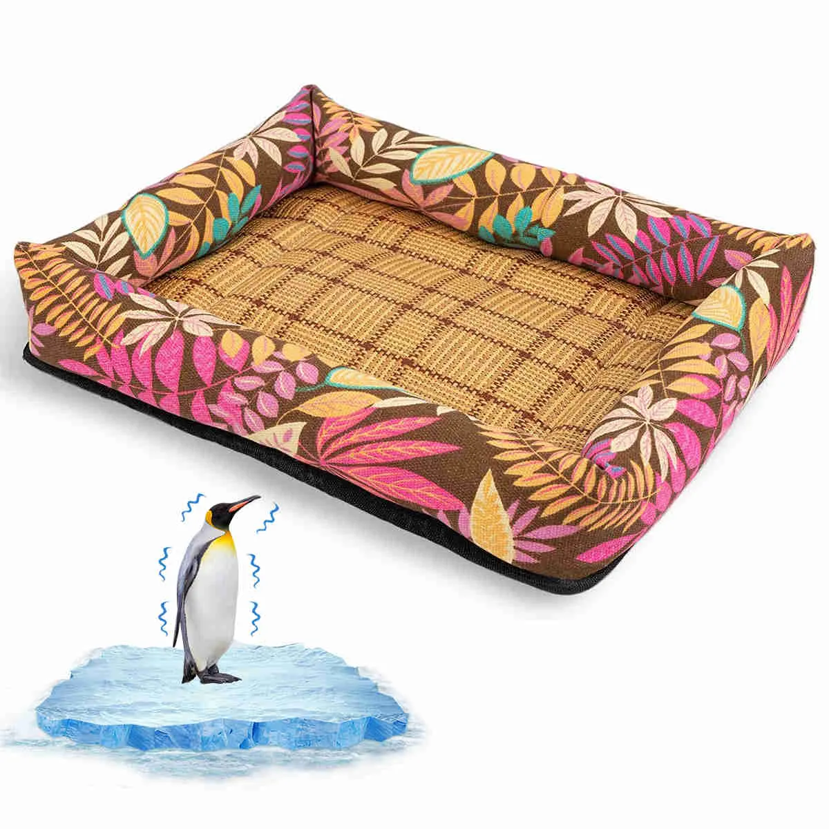 Summer Cool Moisture Resistant Linen Pet Bed, 1 Pack (Pink)