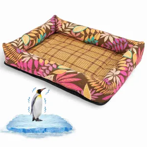 Summer Cool Moisture Resistant Linen Pet Bed, 1 Pack (Pink)