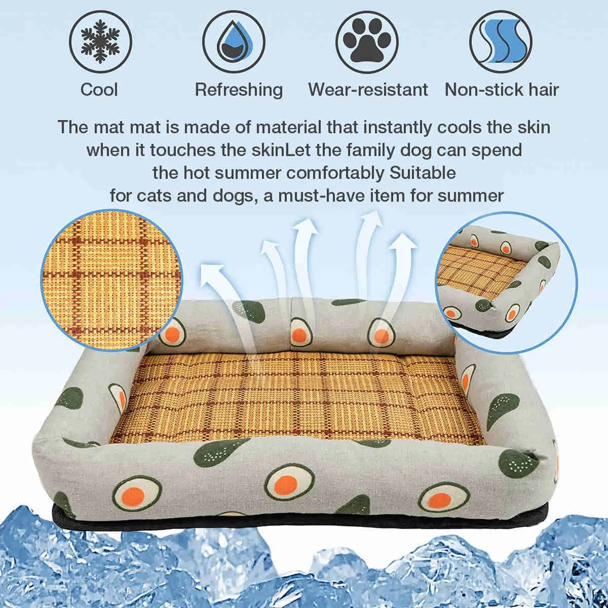 Summer Cool Moisture Resistant Linen Pet Bed, 1 Pack (Pink)