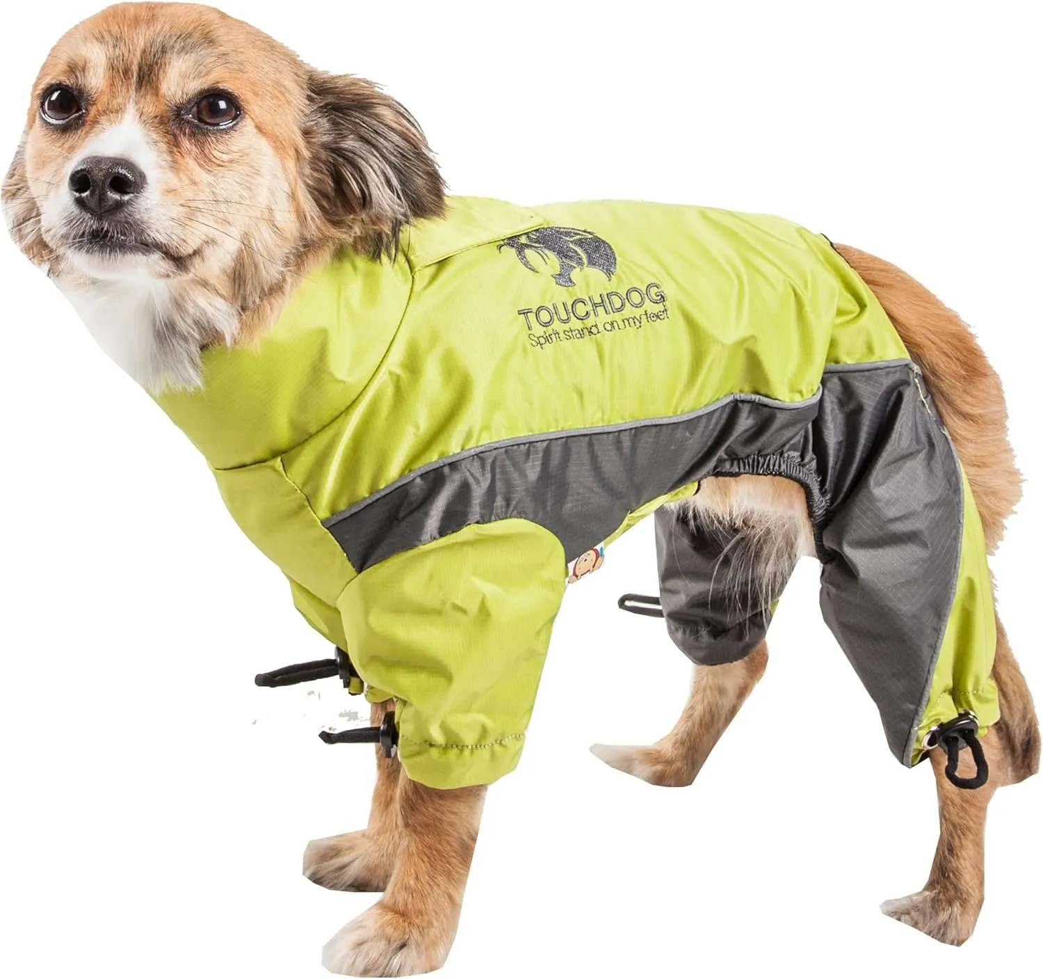 TOUCHDOG 'Quantum-Ice' Full Body Bodied Adjustable and 3M Reflective Pet Dog Coat Jacket w/ Blackshark Technology, Medium, Light Yellow, Grey