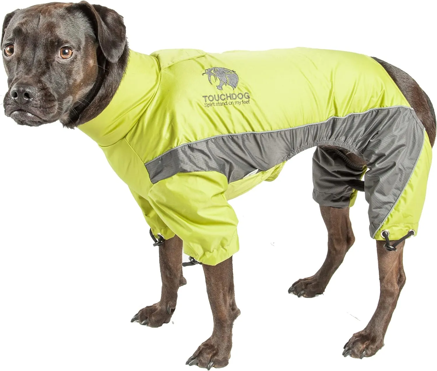 TOUCHDOG 'Quantum-Ice' Full Body Bodied Adjustable and 3M Reflective Pet Dog Coat Jacket w/ Blackshark Technology, Medium, Light Yellow, Grey