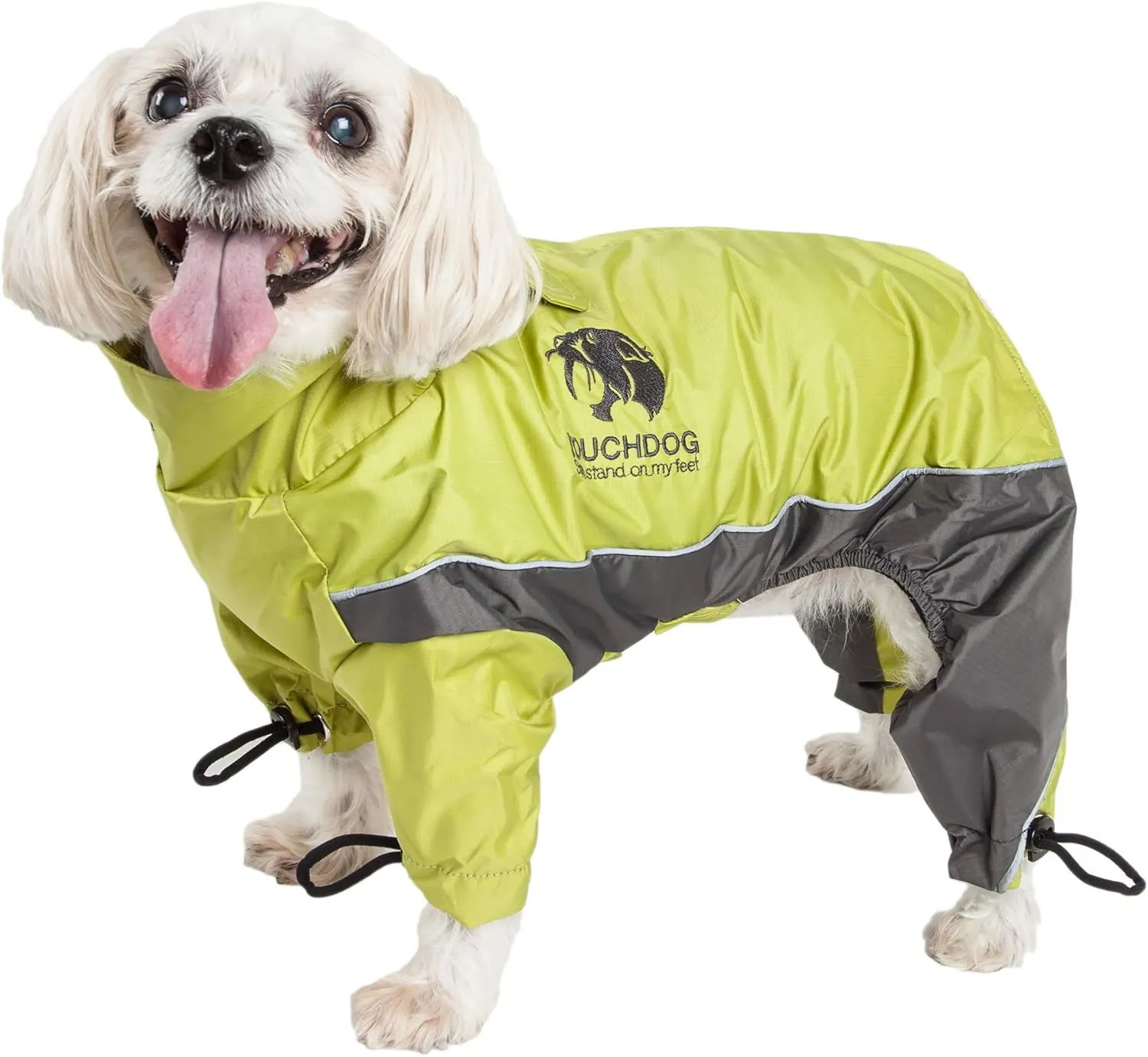 TOUCHDOG 'Quantum-Ice' Full Body Bodied Adjustable and 3M Reflective Pet Dog Coat Jacket w/ Blackshark Technology, Medium, Light Yellow, Grey