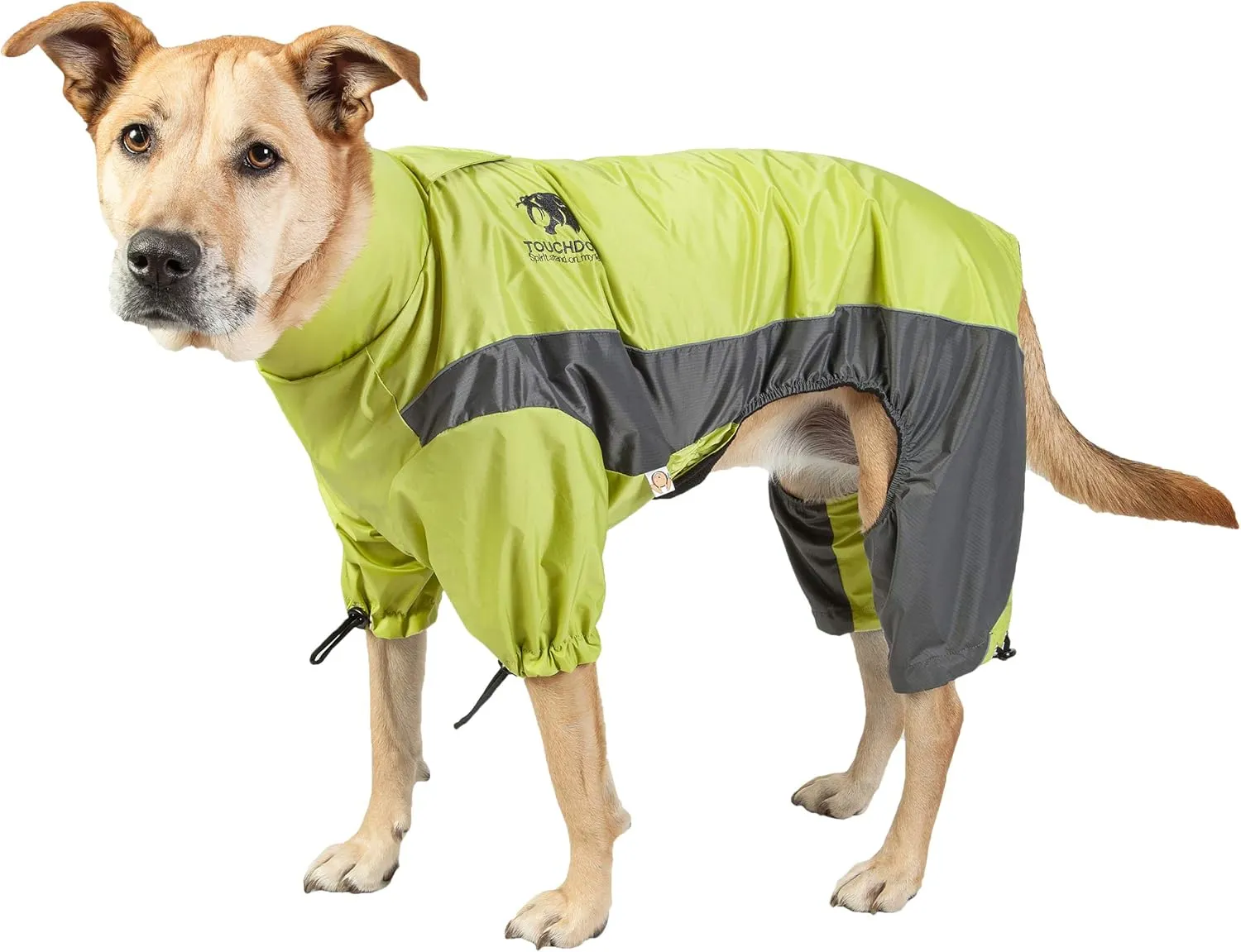 TOUCHDOG 'Quantum-Ice' Full Body Bodied Adjustable and 3M Reflective Pet Dog Coat Jacket w/ Blackshark Technology, Medium, Light Yellow, Grey