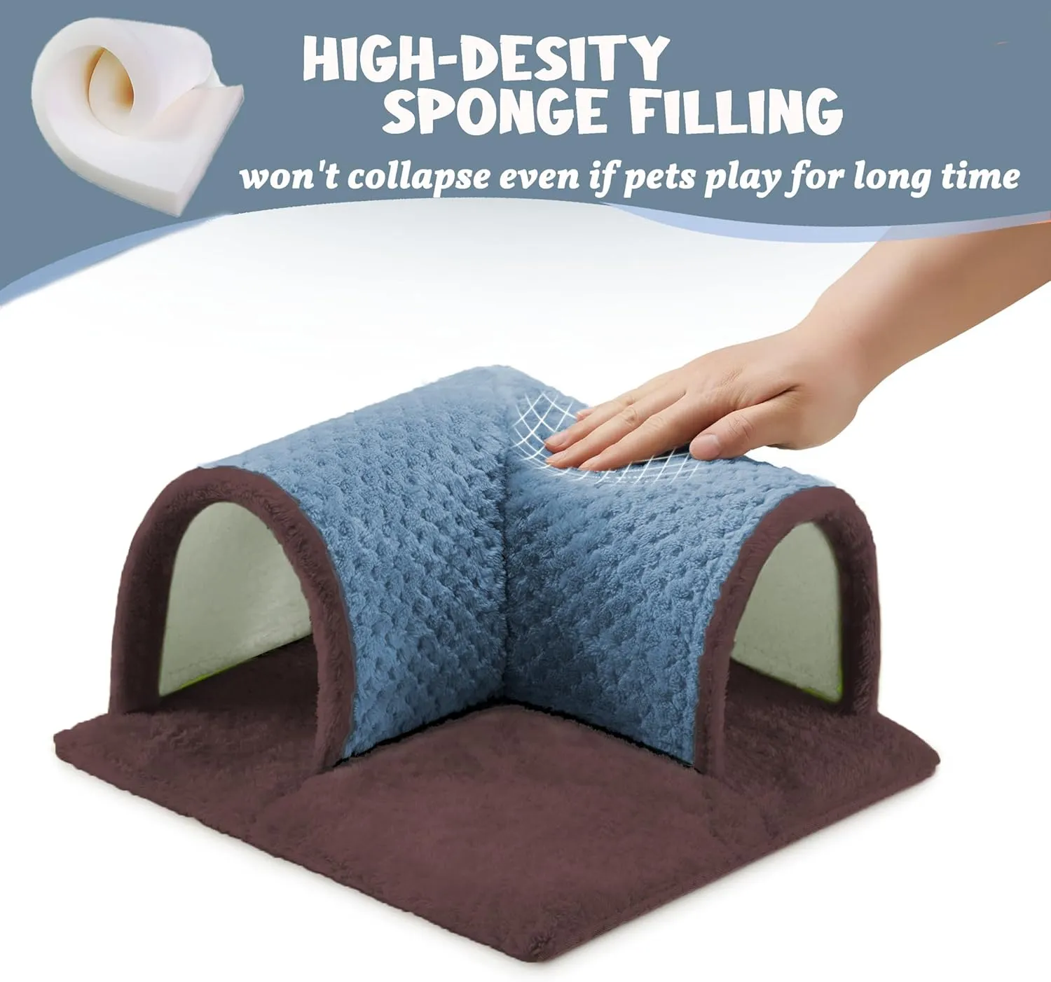 Warm Guinea Pig Hideout Tunnel Bed, Soft Removable Guinea Pig Tunnels and Tubes for Cage Hides Fleece for Rat, Sturdy Small Animal Tunnel for Rat, Hamster Hedgehog, Chinchilla (Blue)