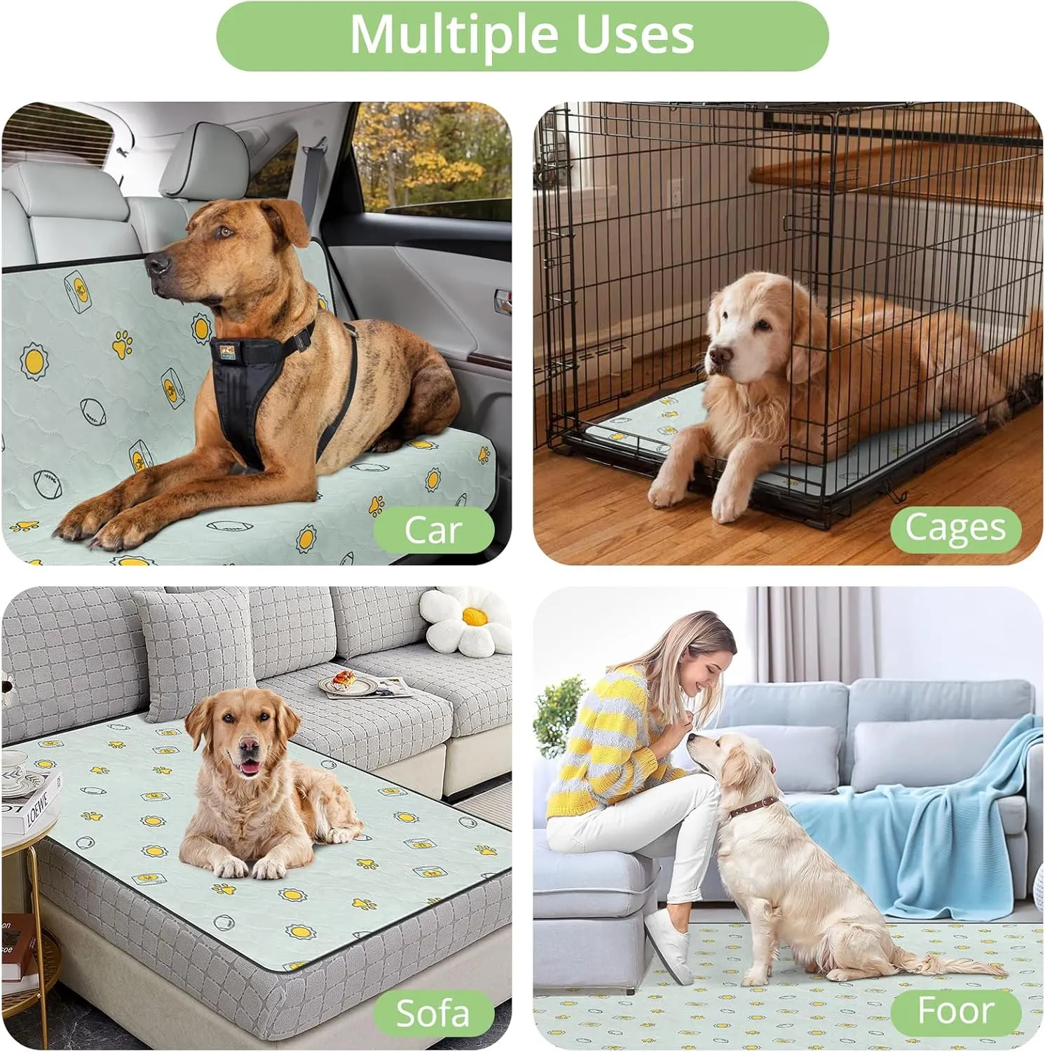 Washable Pee Pads for Dogs, Reusable Puppy Pads, Absorbent Puppy Pads, Slip Resistant Waterproof Pet Training Pads for Couch, Crate, Potty Training (2, 31"*36")