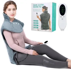 Weighted Heating Pad for Neck and Shoulders and Back, 22"x37.4"XXL Neck Heating Pad for Pain Relief, with 10 Heat Options and 3 Auto-Off Timer, Birthday Christmas Gifts for Women, Men, Mom, Dad (Grey)