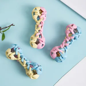 Woven Rubber Lighted Bell Bone Chew for Dogs
