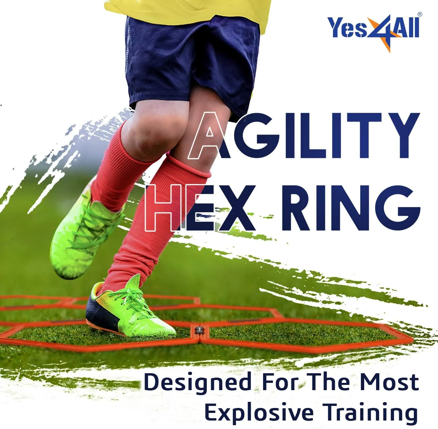 Yes4All Hex Agility Rings/Speed Rings with Carrying Bag  Hexagon Rings, Agility Hurdles for Agility Footwork Training
