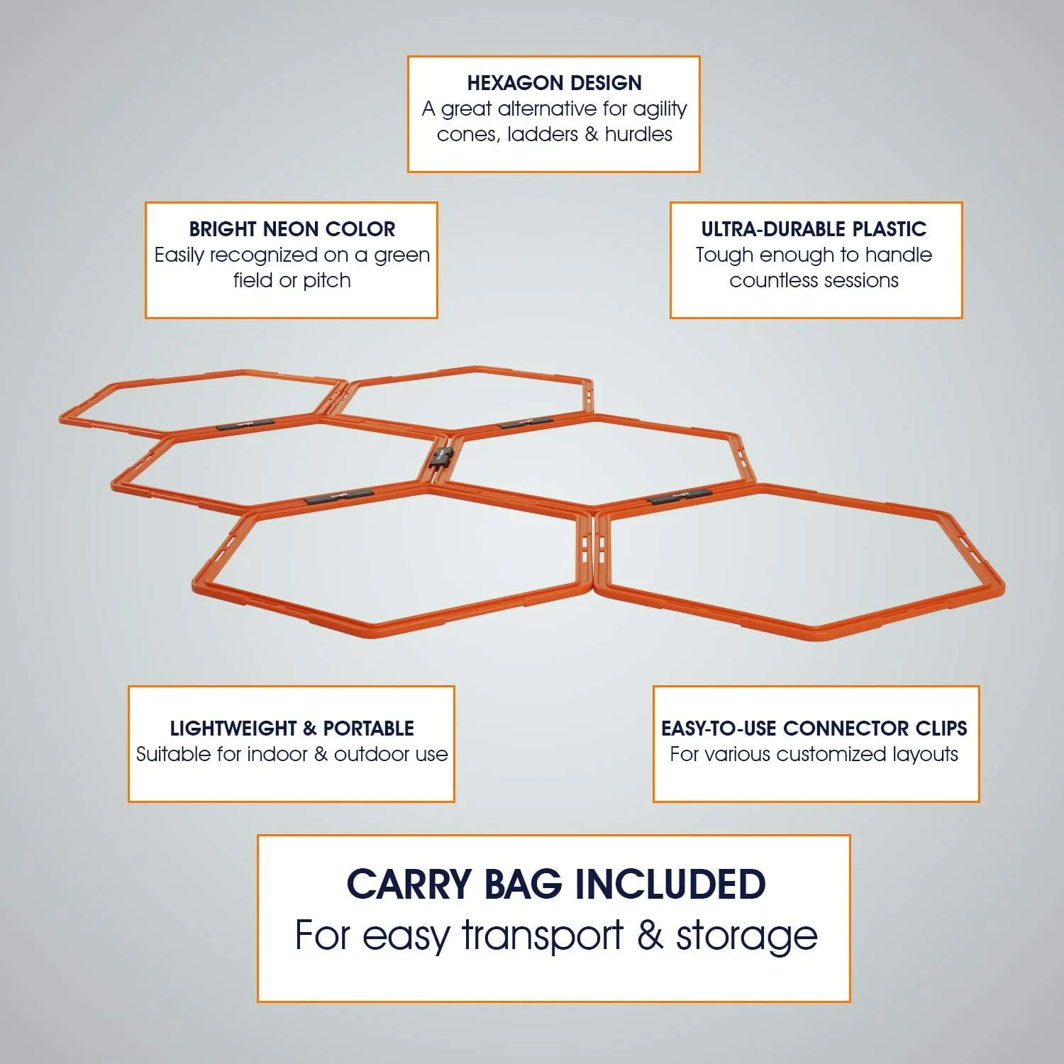Yes4All Hex Agility Rings/Speed Rings with Carrying Bag  Hexagon Rings, Agility Hurdles for Agility Footwork Training